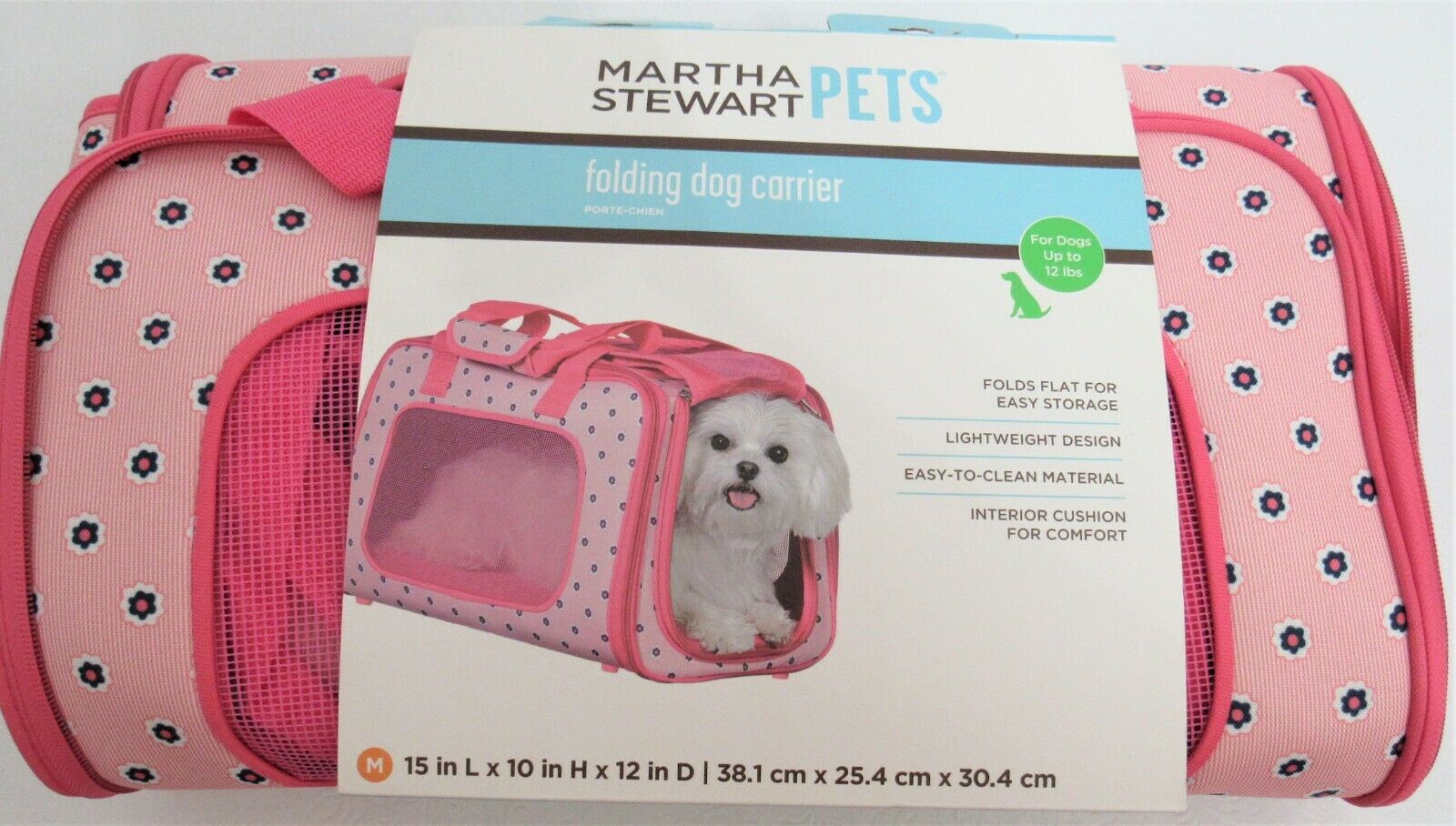Martha Stewart Pets Folding Dog Carrier Medium Pink Floral