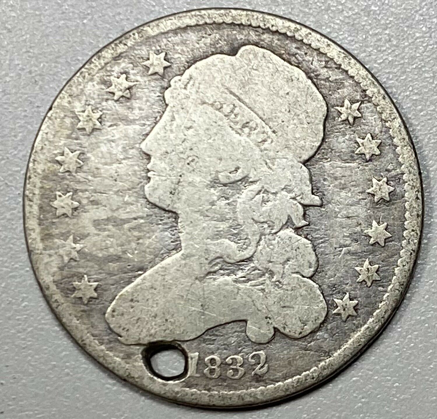 1832 Capped Bust Silver 25c Quarter