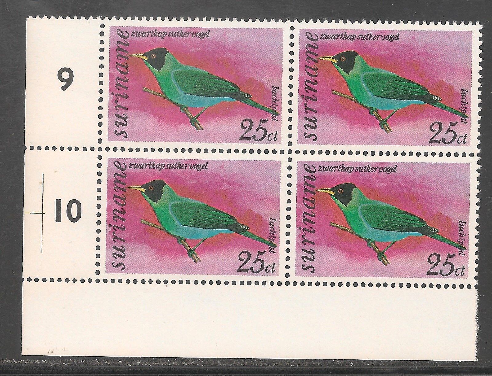 Surinam #c59 (ap7) Vf Mnh - 1977 25c Black-headed Sugarbird / Birds