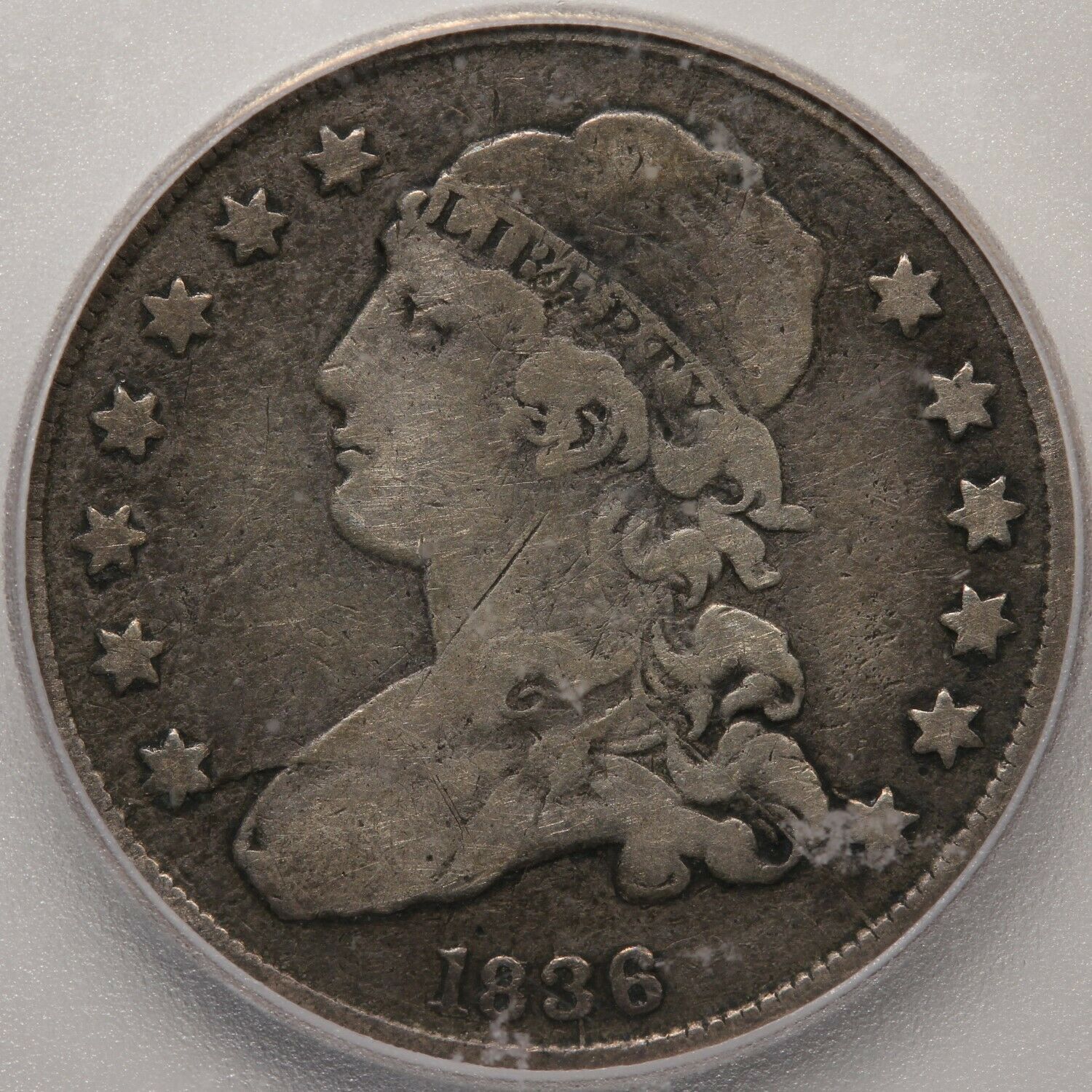 1836 Capped Bust Quarter Icg Vg-10 - Original Antique Tone!