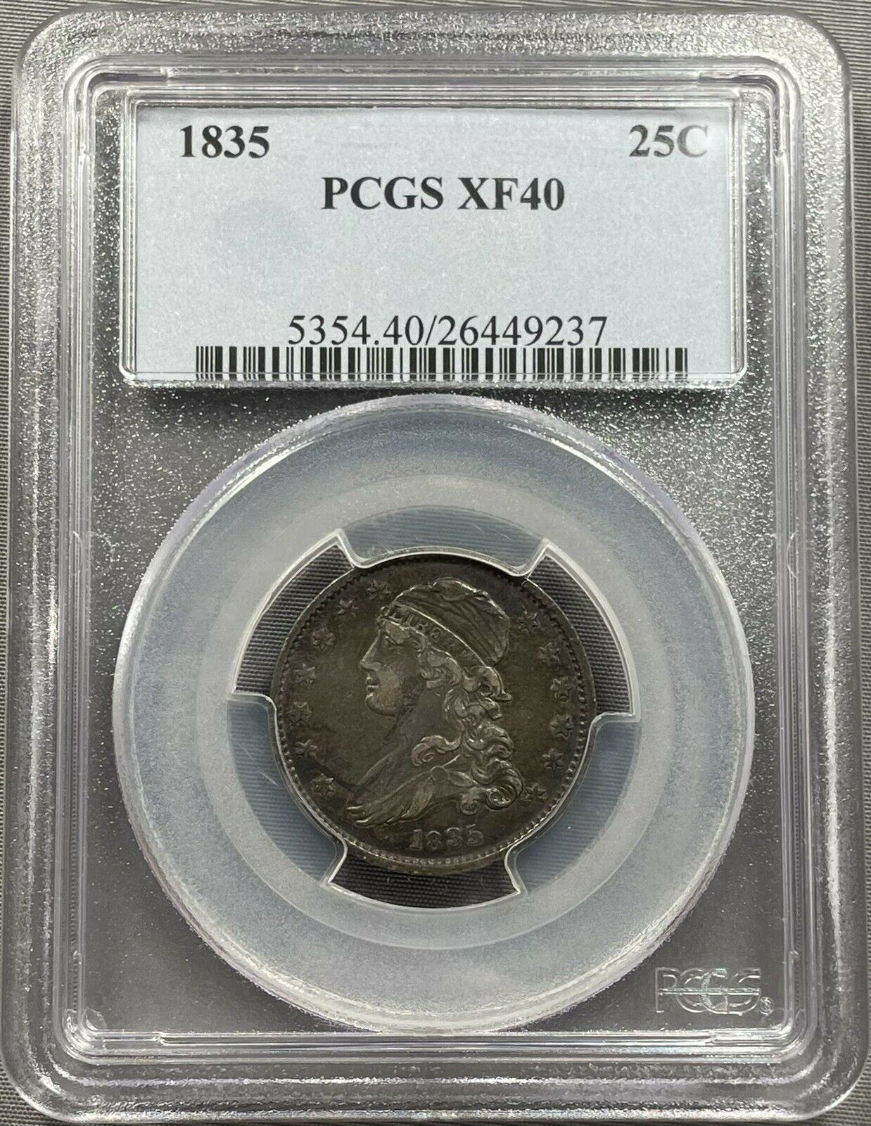 1835 Capped Bust Quarter 25c - Pcgs Xf40 - Rare Type!