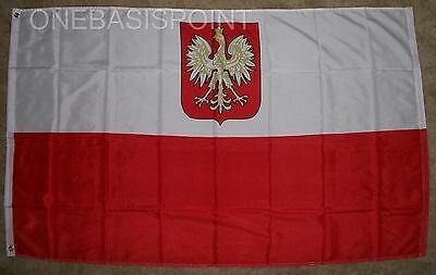 3'x5' Old Poland Eagle Flag Polish Crest White Outdoor Banner Polska Pennant 3x5