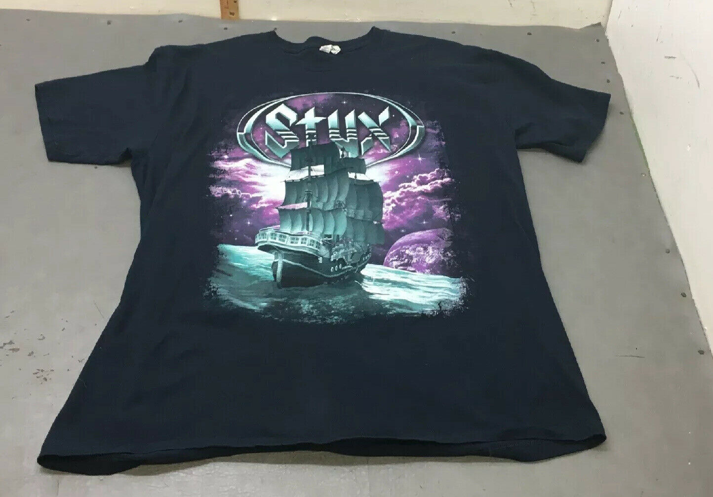 Styx World Tour T Shirt Tour Stops, Pirate Schooner Ship Size Xl