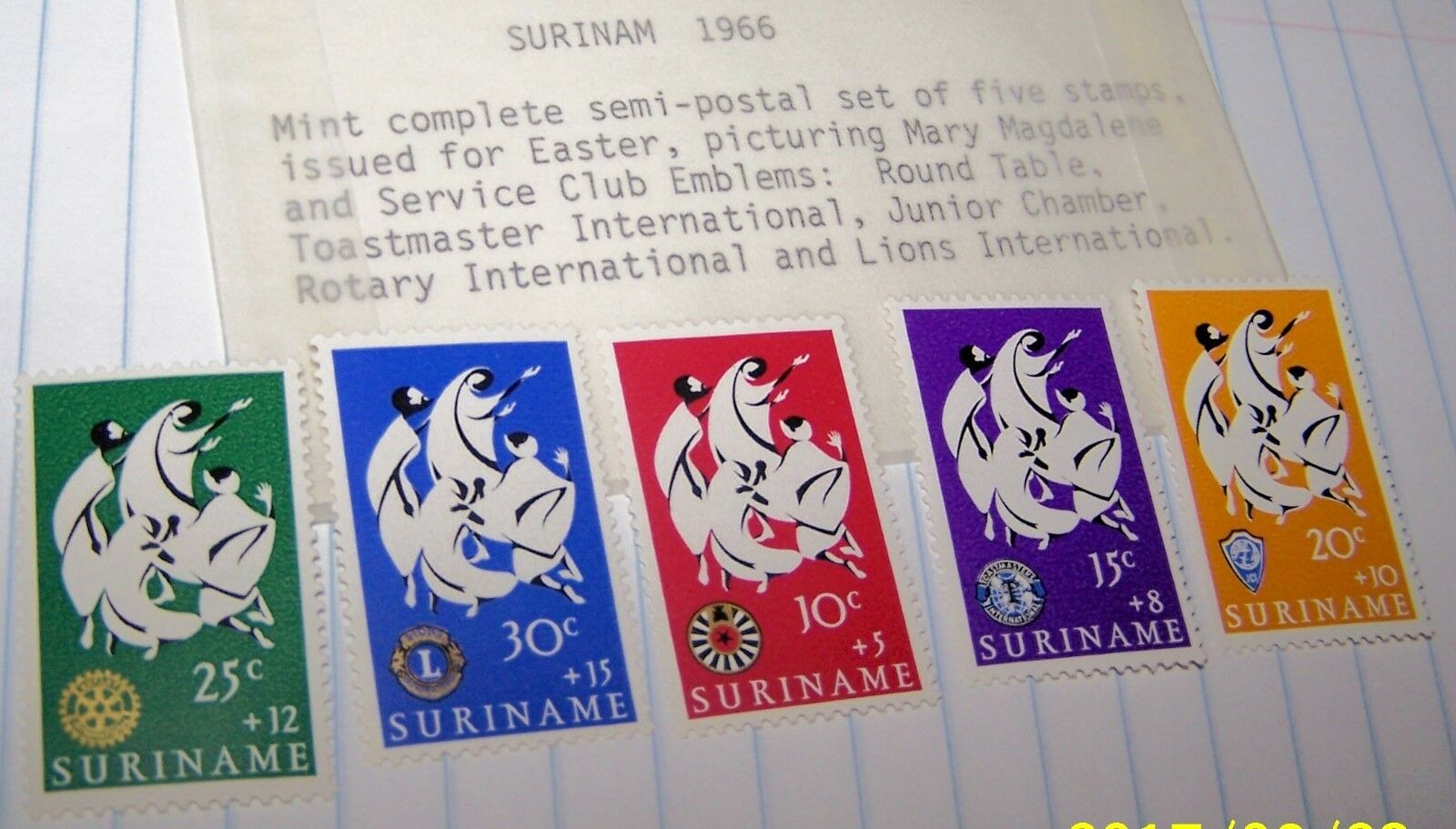 Suriname 1966 Stamp Set Easter Charity Mnh Lot 116