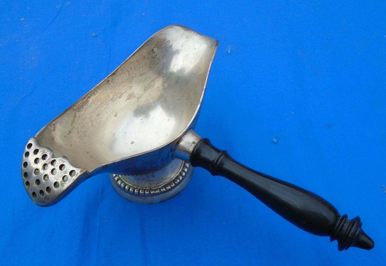 Sauce Boat Oval Wood Handle Silverplate