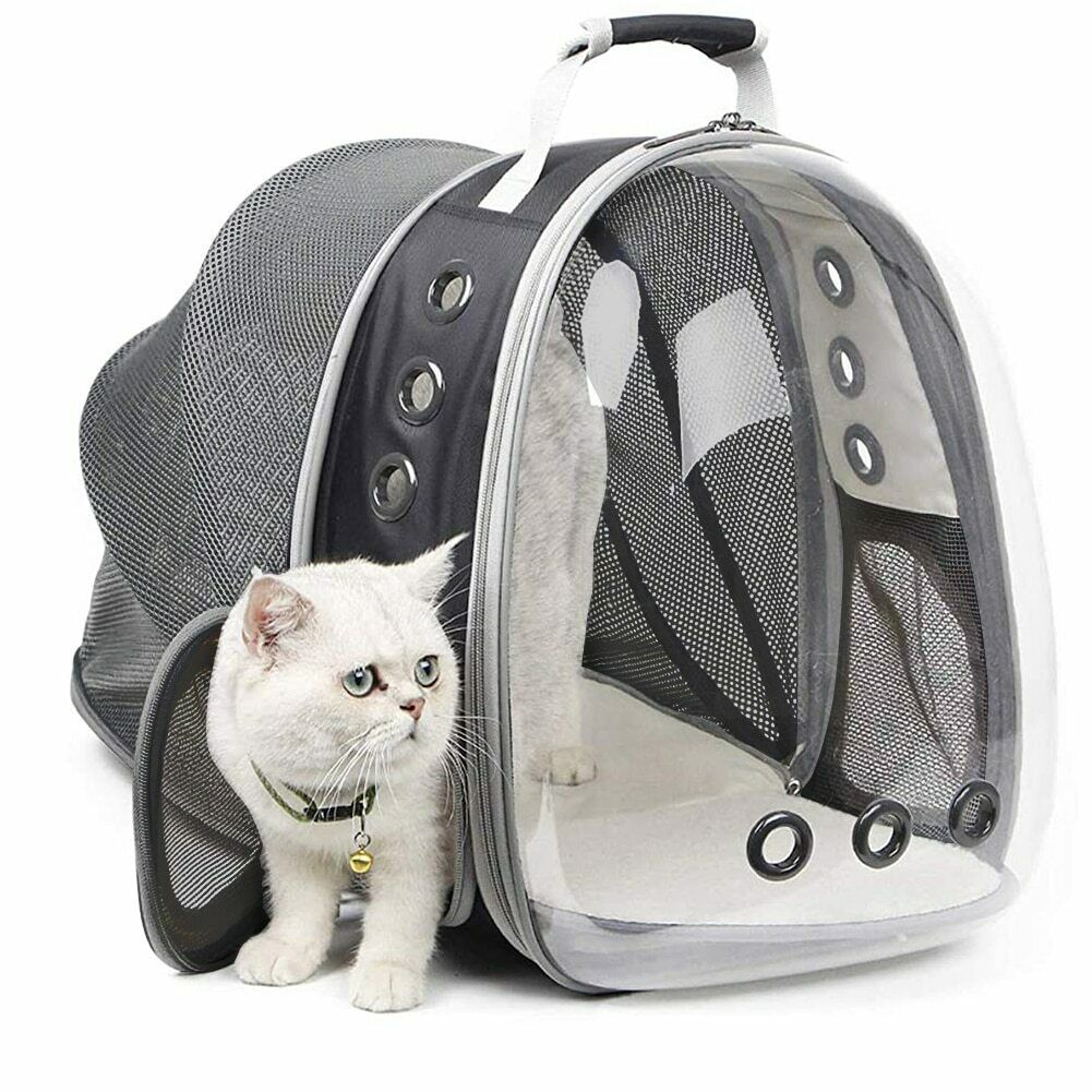 Expandable Cat Carrier Backpack Portable Pet Puppy Traveling Outdoor Transporter