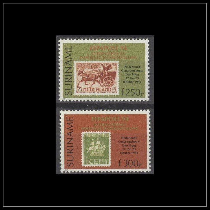 Surinam - Suriname Issue 1994 (820-821) Stamp On Stamp
