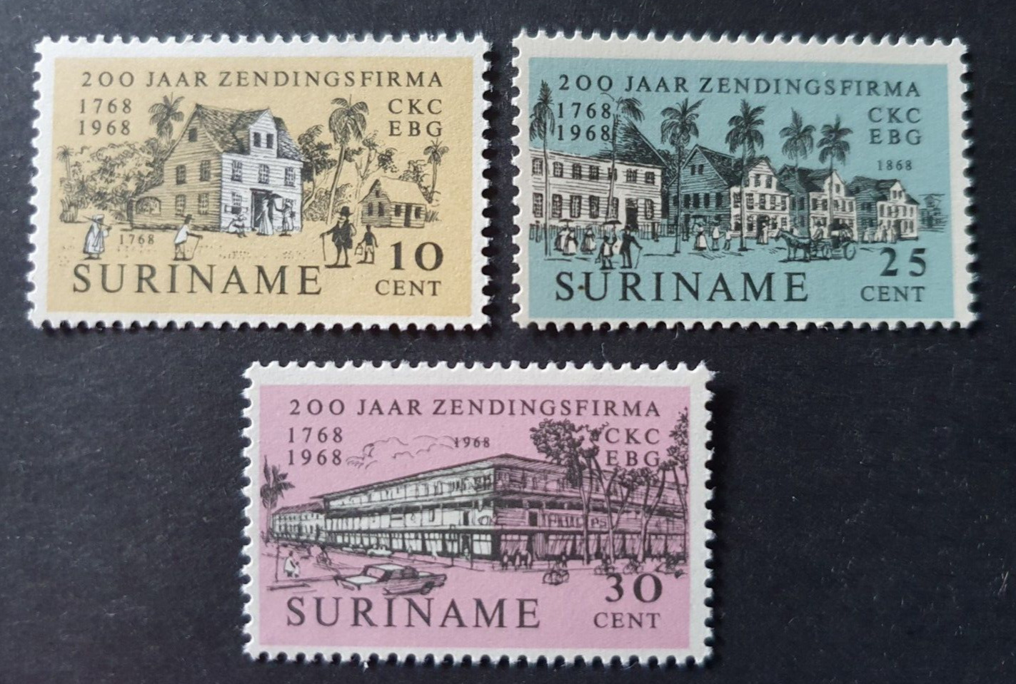 1968 Suriname Netherlands Set 200 Years Of Missionary Firm C. Kerstens Vf Mnh
